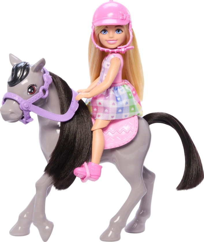 Barbie Chelsea Doll & Horse Toy Set, Includes Helmet Accessory, Multicolor, 5.91 in