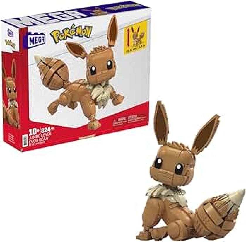 MEGA Pokémon Figurine Action Évoli Articulée 29 cm, Jeu De Briques De Construction pour Enfants Et Adultes, Modèle Pokémon À Collectionner avec 834 Pièces, Jouet pour Enfant de 10 Ans et Plus,GMD34