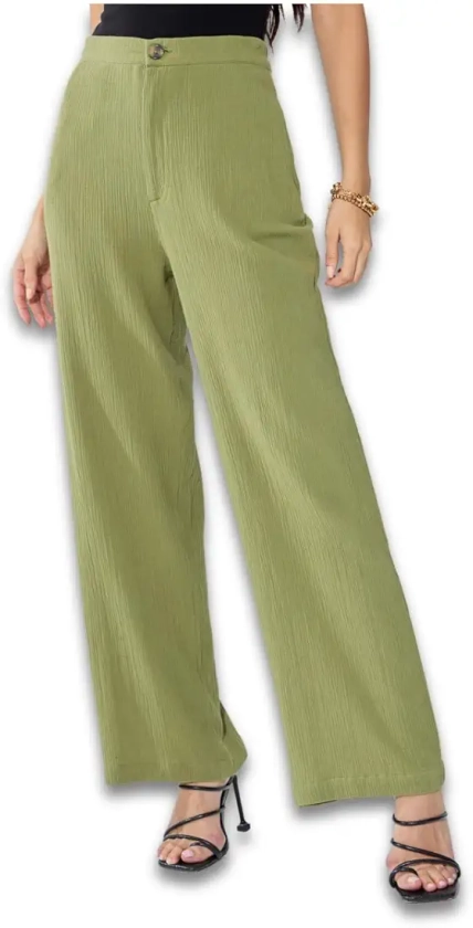 Buy Styli Women's Straight Pants (7005852513_Green at Amazon.in