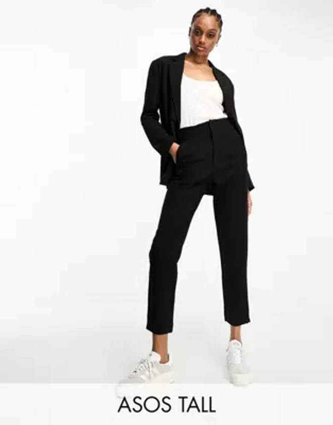 Stradivarius Tall - Pantalon cigarette ajusté - Noir