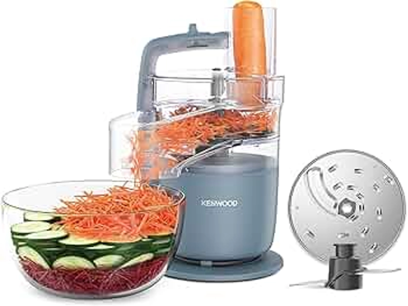 Kenwood, MultiPro Go FDP22. 130GY, Food Processor, for Chopping, Slicing, Grating, Pureeing and Kneading Dough, with Express Serve, 1.3L Bowl, Knife blade, 4mm Slicing/Grating Disk, 650 Watts, Grey