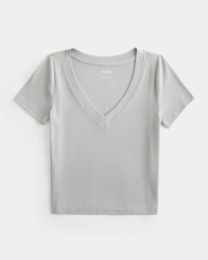 Women's Cotton Blend V-Neck Baby Tee | Women's Tops | HollisterCo.com