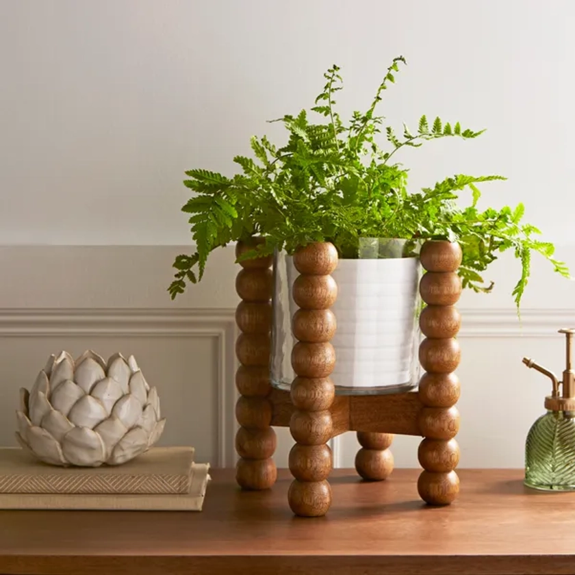 Turned Wood Bobbin Plant Pot