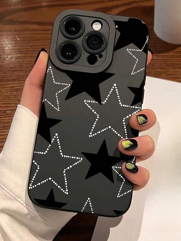 1pc Star Pattern Frosted Anti-Drop TPU Phone Case Compatible With Iphone 11, 15 Pro Max, 14 Pro Max / Galaxy, Samsung / Honor X6A, X7B, X8B