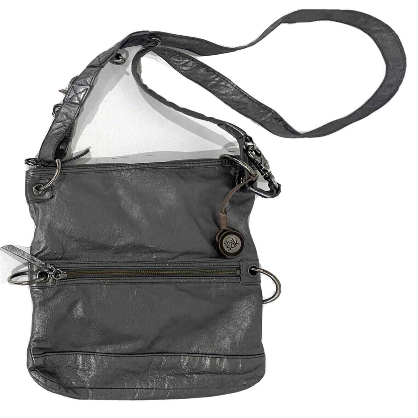 The Sak Metallic Silver Leather Crossbody Purse Shoulder Bag