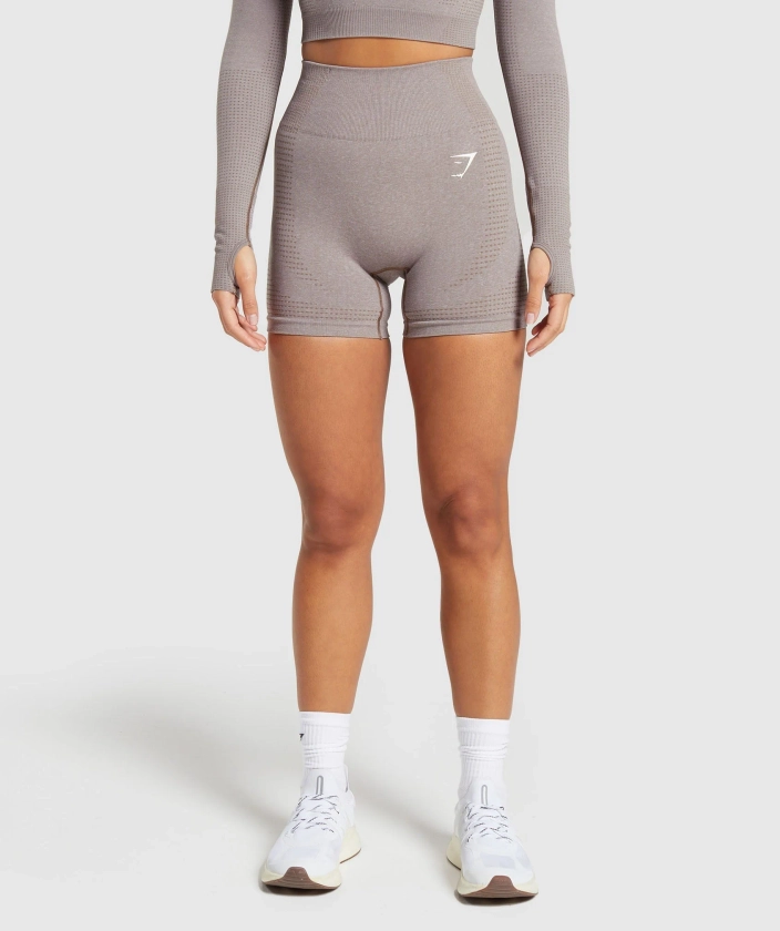 Gymshark Vital Seamless 2.0 Shorts - Warm Taupe Marl