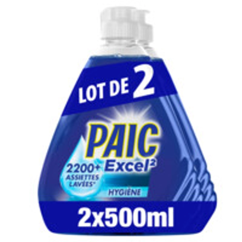 Liquide Vaisselle Hygiène Excel² PAIC : les 2 flacons de 500mL à Prix Carrefour