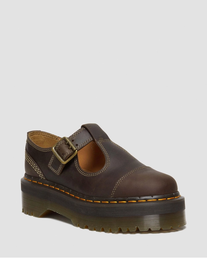 Bethan Arc Crazy Horse Leather Platform Mary Jane Shoes in Dark Brown | Dr. Martens