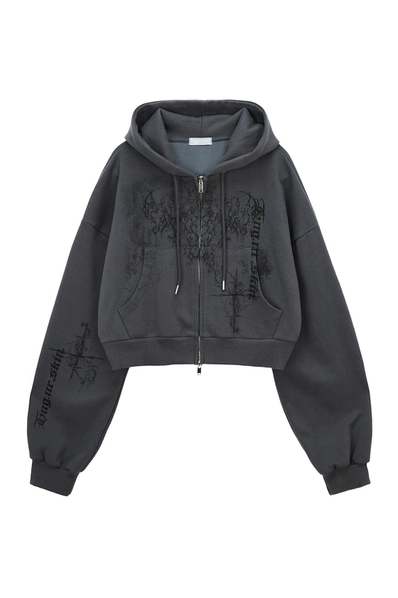 Fluffy oversized hoodie zip-up SS ver (Charcoal) - hug your skin