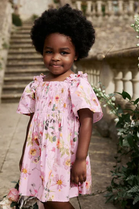 Pink Floral Printed Cotton Dress (3mths-8yrs)