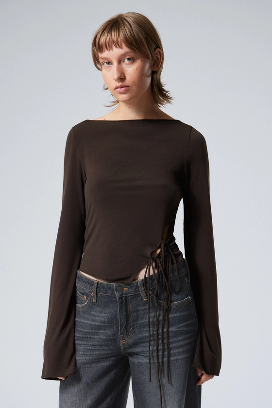 side tie top - Dark Brown | Weekday GB