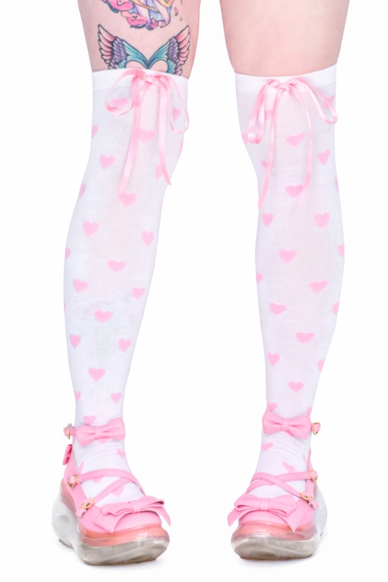 Heavenly Heart Over Knee Socks - Pink