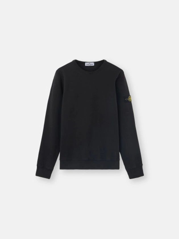 61320 ORGANIC COTTON FLEECE Sweat-shirt ras-du-cou avec surpiqûres Noir | Stone Island FR