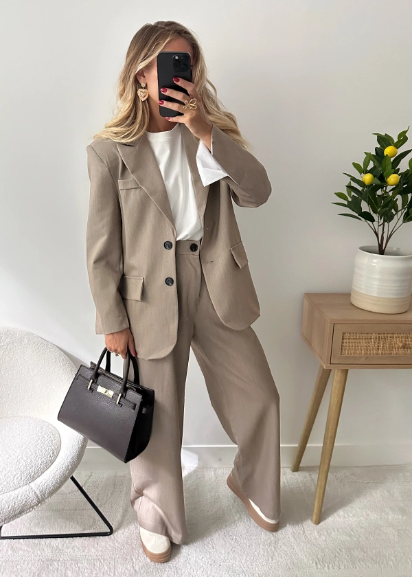 Veste blazer oversize à épaulettes MÉNILE - mocha