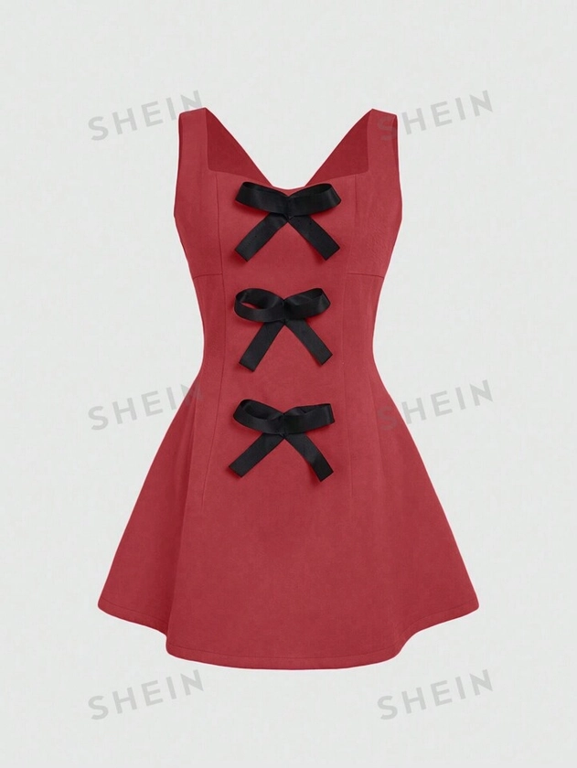 SHEIN MOD Vestido Mini Sin Mangas Con Decoración De Lazo