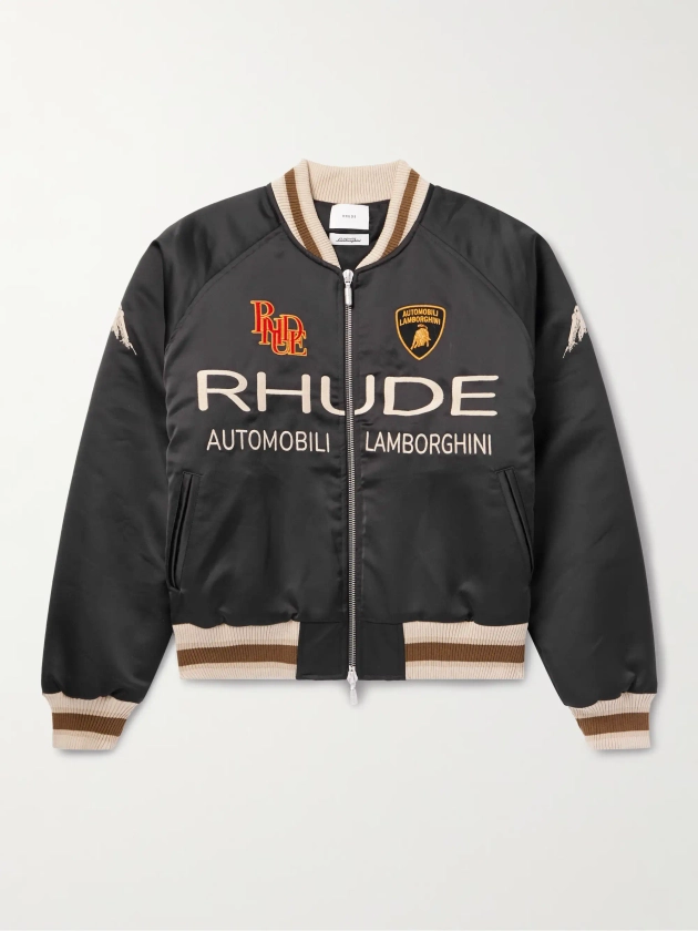 RHUDE + Lamborghini Awakening Logo-Embroidered Shell Bomber Jacket