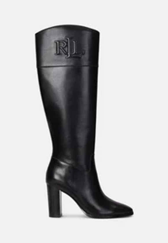 Lauren Ralph Lauren PAGE II BURNISHED LEATHER TALL BOOT - Bottes à talons hauts - black/noir - ZALANDO.FR