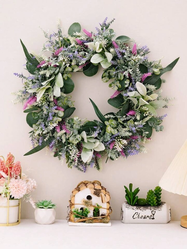 1pc Artificial Lavender Wreath For Door, Wall Or Home Decoration | SHEIN UK