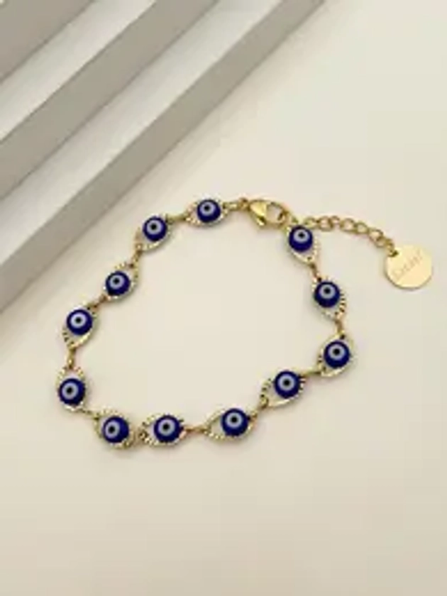 Evil Eye Charm Stainless Steel Link Bracket As Gift, Fashion Jewelry for Party, Daily Clothing Decor, Summer 2024 Trendy All-match & Exquisite Jewelry for Gift