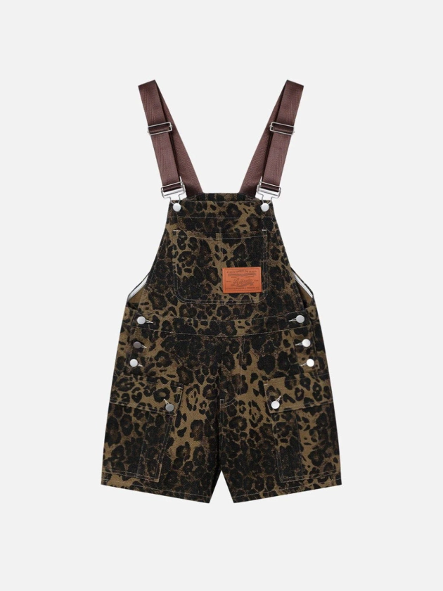 Aelfric Eden Leopard Print Overalls Shorts