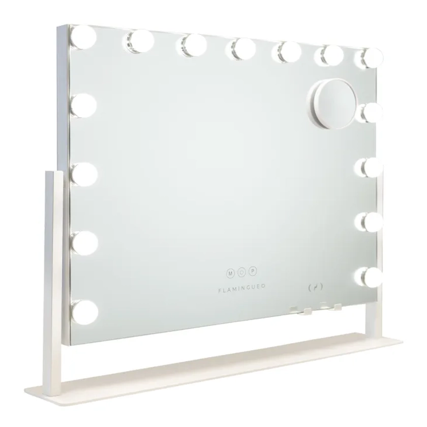 Miroir Lumineux 15 LED Réglable Métal 58x53,5x12cm Blanc