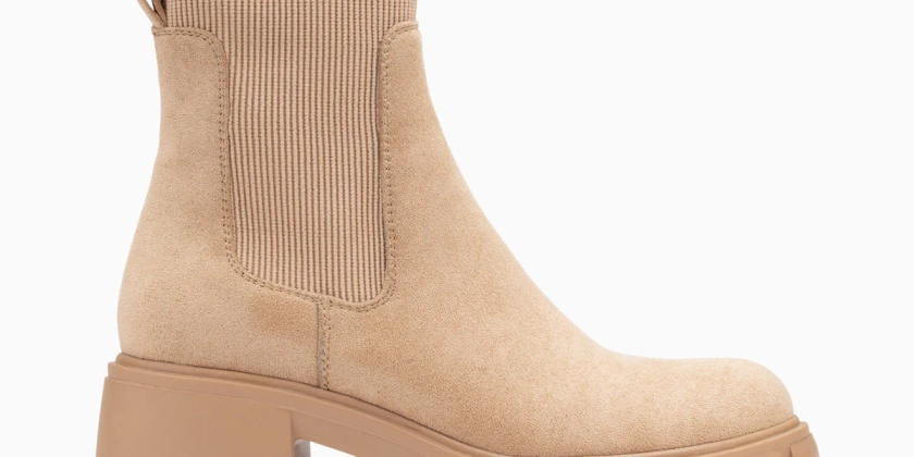 Bottines Chelsea Valérie beige à talon cranté