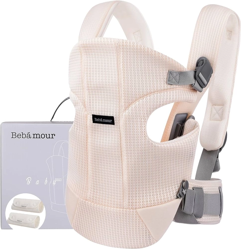 Bebamour Baby Carrier Front and Back Baby Carrier with 2 Shoulder Bibs, Beige : Amazon.co.uk: Baby Products