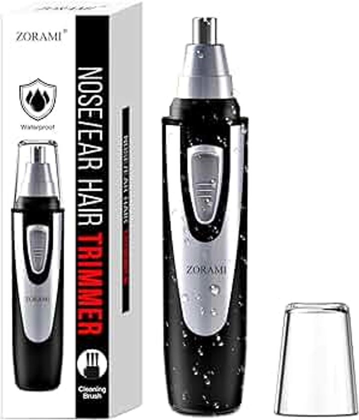 Ear and Nose Hair Trimmer Clipper - 2024 Professional Painless Eyebrow & Facial Hair Trimmer for Men Women,Battery-Operated Trimmer with IPX7 Waterproof,Dual Edge Blades for Easy Cleansing Black