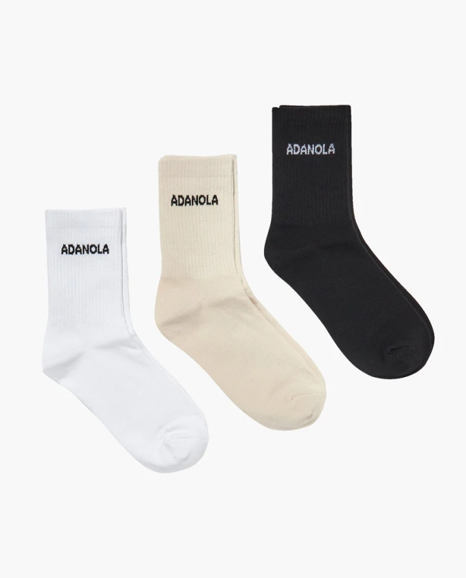 3 Pack Socks - White, Cream, Black