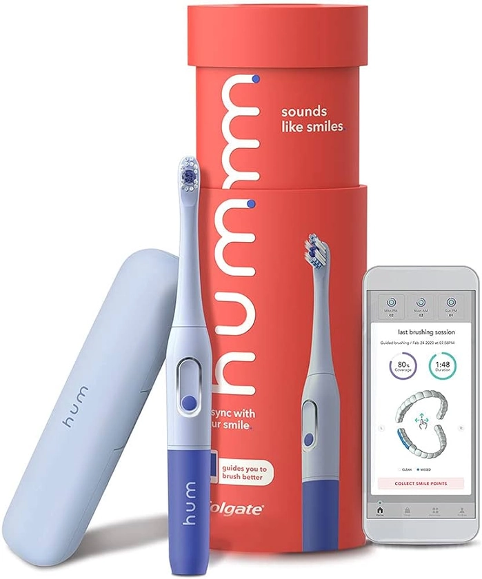 Amazon.com: hum by Colgate Smart Battery Toothbrush Kit, Sonic Toothbrush with Travel Case (Blue) : Health & Household