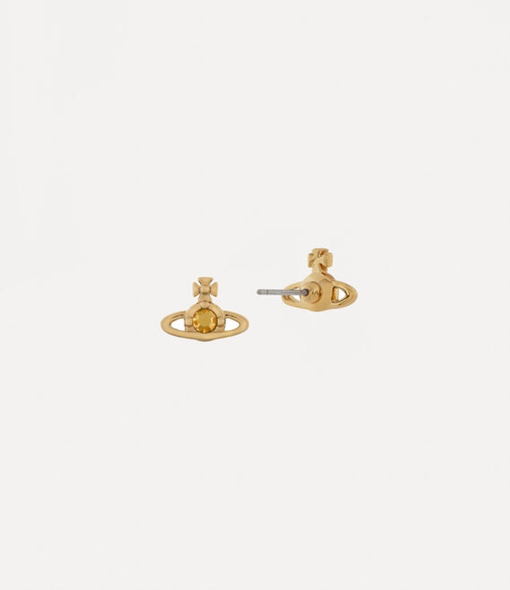 Nano Solitaire Earrings in GOLD-AURUM-Crystal | Vivienne Westwood®