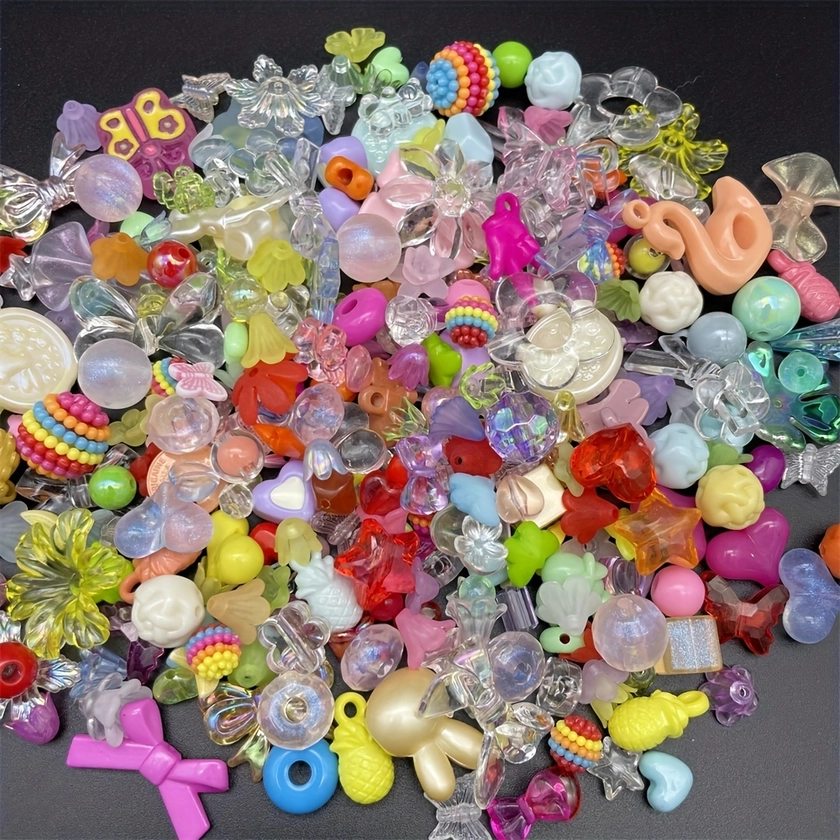 50g/Bag Acrylic Beads Multi Color Style Round Beads DIY Beading For Girls Headwear Necklace Bracelet Jewelry Making