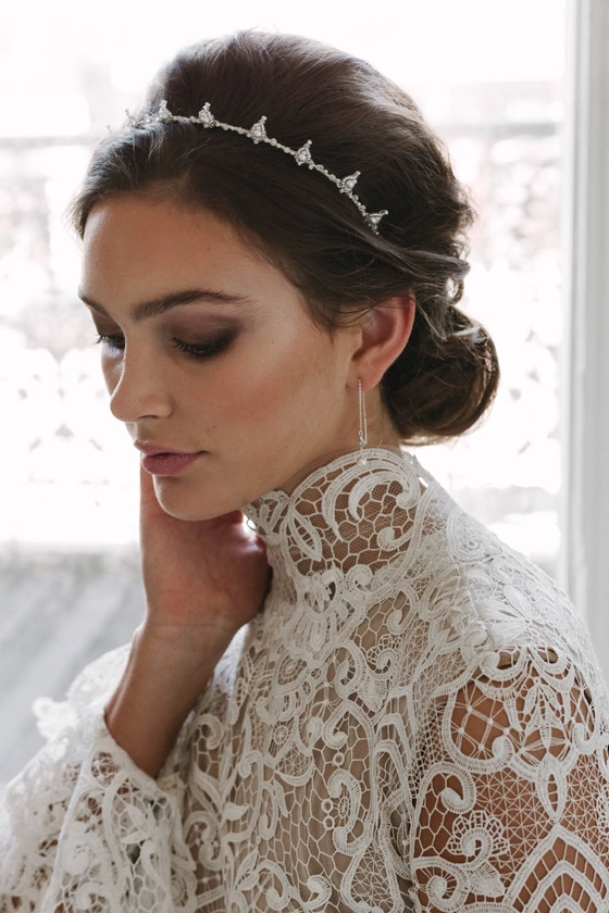 HENRI | silver beaded bridal crown