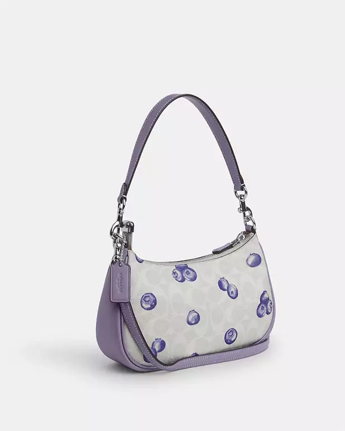 COACH® | Teri Shoulder Bag In Signature Canvas With Blueberry Print
