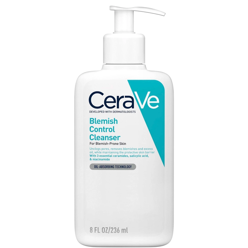 CeraVe Blemish Control Face Cleanser with 2% Salicylic Acid & Niacinamide for Blemish-Prone Skin 236ml | LOOKFANTASTIC