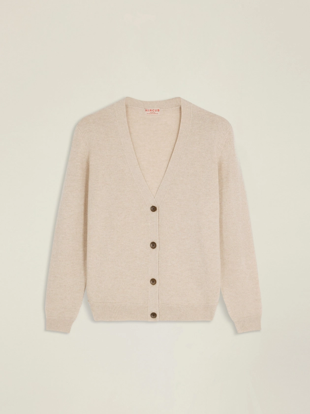 Toby - Cardigan en 100% cachemire beige clair pour femme | Hircus