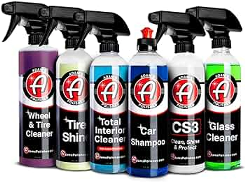 Adam's Arsenal Builder Car Cleaning Kit (6 Item) - Our Best Value Car Detailing Kit | Car Shampoo Wash Soap, Wheel & Tire Cleaner, Total Interior Cleaner, Glass Cleaner, Tire Shine, CS3