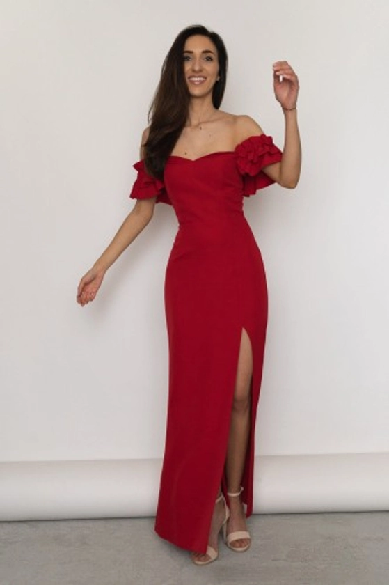 Cortona - sukienka hiszpanka maxi czerwona