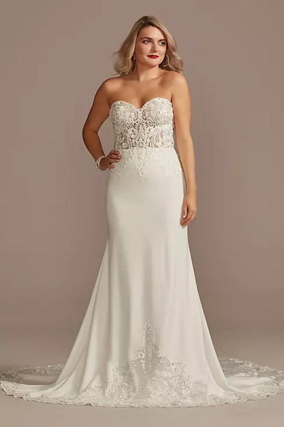 Lace Sheer Beaded Bodice Wedding Dress SV830