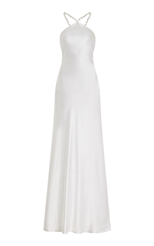 Exclusive Cadence Pearl-Embellished Satin Maxi Slip Dress By Staud | Moda Operandi