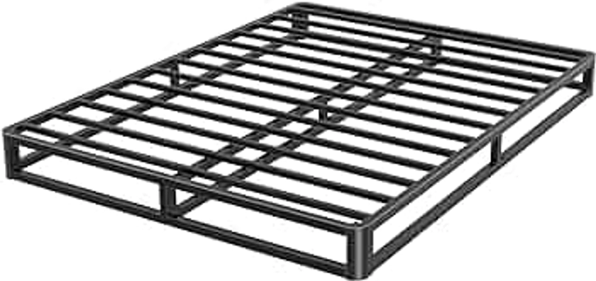 Firpeesy 6 Inch Queen Bed Frame with Round Corner Edges, Low Profile Queen Metal Platform Bed Frame with Steel Slat Support, No Box Spring Needed/Easy Assembly/Noise Free Mattress Foundation