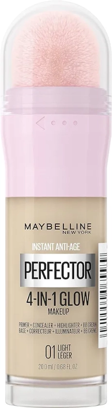 Maybelline New-York - Perfecteur de Teint Illuminateur 4-en-1 - Base/Correcteur/BB Crème/Enlumineur - Fond de Teint Instant Glow Perfector 4-in-1 - Teinte : Light (01) - 20 ml