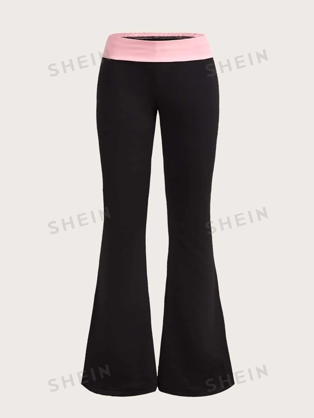 SHEIN ICON Plus Colorblock Flare Leg Pants
