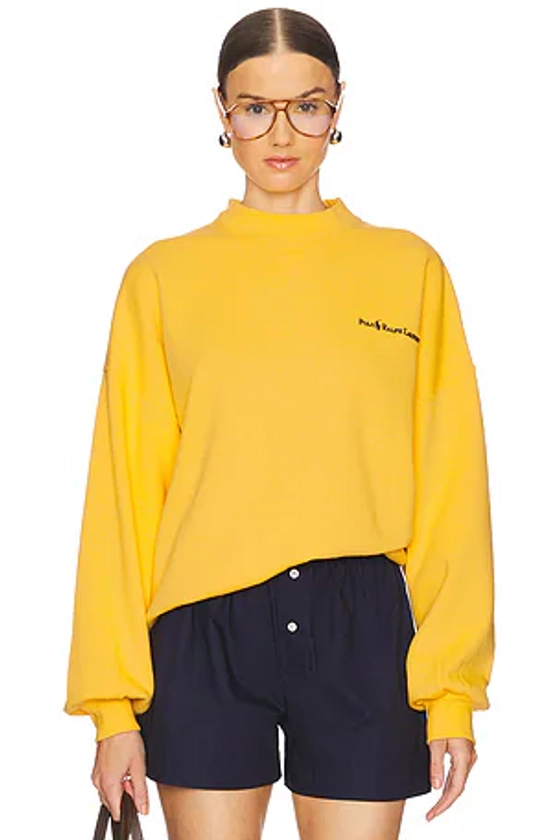 Polo Ralph Lauren Vintage Fleece Logo Sweatshirt in Gold Bugle | REVOLVE