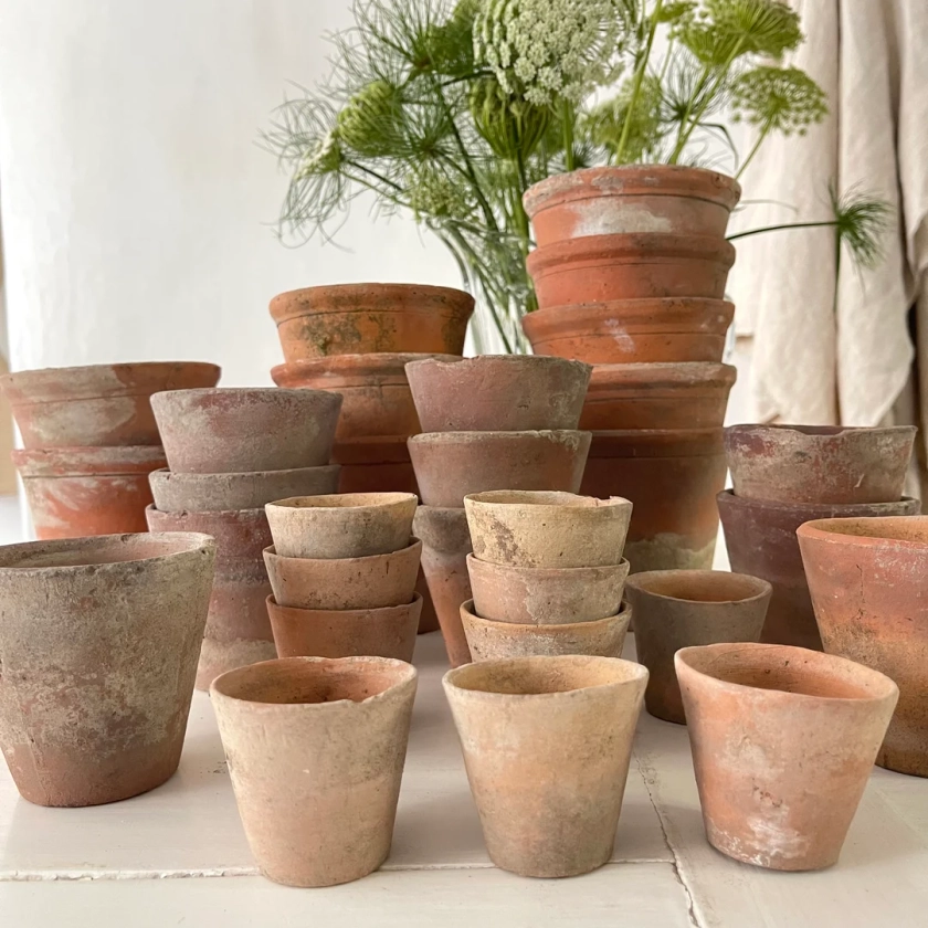 French Antique Terracotta Plant Pots - Etsy