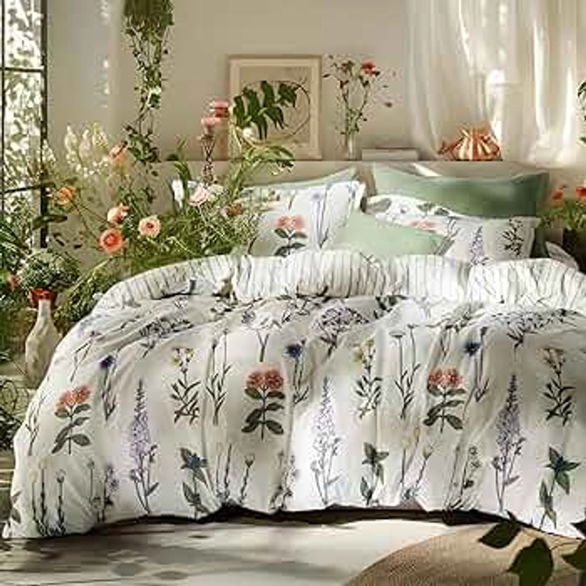 Bedsure Comforter Set Queen Size - Floral Bedding Comforter Set, 3 Pieces, 1 Soft Comforter and 2 Pillow Shams