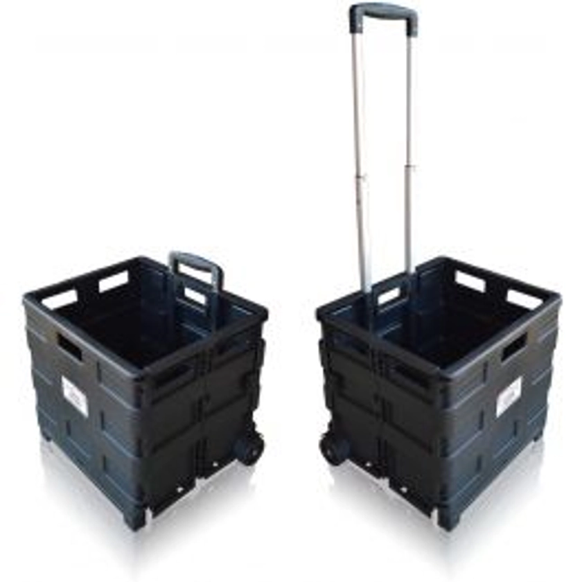 Pack and Go Folding Boot Cart Transport Box Shopping Trolley with Wheels, Heavy Duty Capacity 40kg