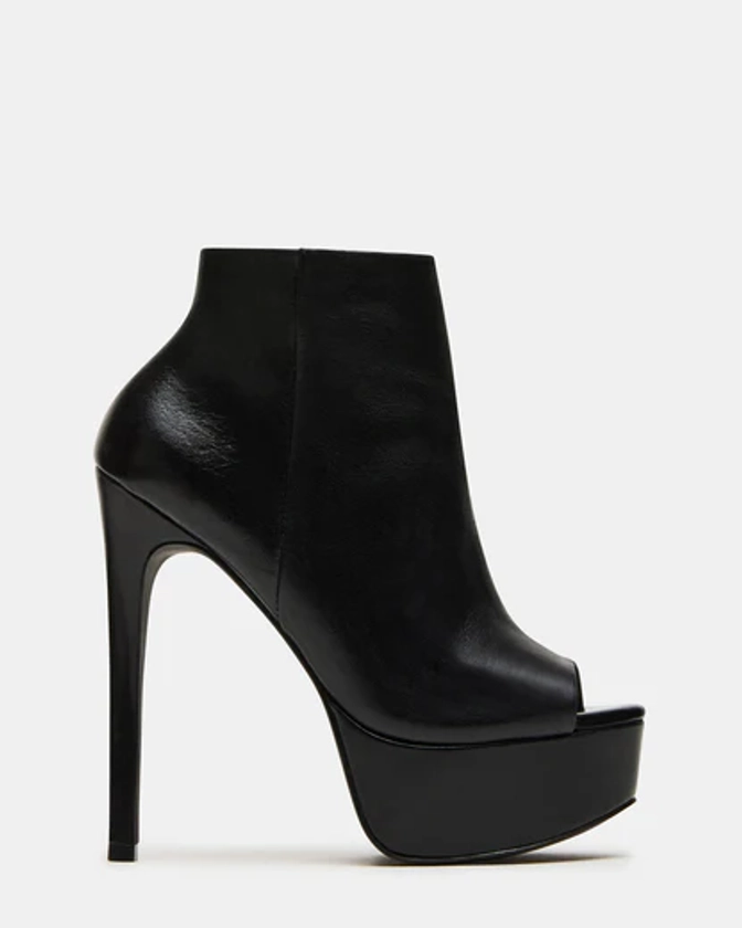 MAVERICK Black Leather Platform Stiletto Heel Bootie | Women's Booties