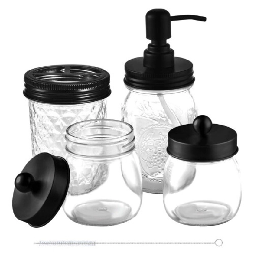 Bath Glass Set Mason Jar Bathroom Accessories Set on OnBuy