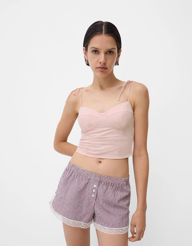 Crop top lanières nœud - Femme